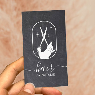 Hair Stylist Scissor Hand Logo Chalk Hairdresser Business Card