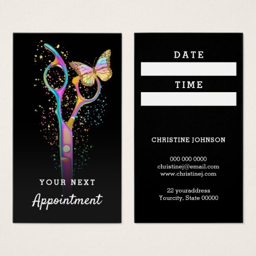 hair stylist scissors appointment card