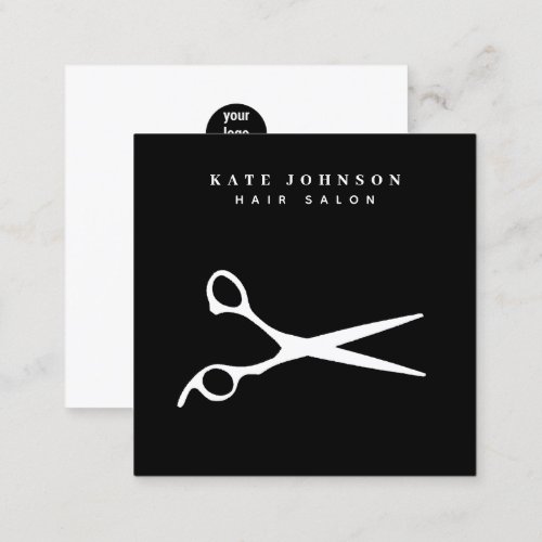 Hair Stylist Scissors Barber QR Code Business Logo Square Business Card