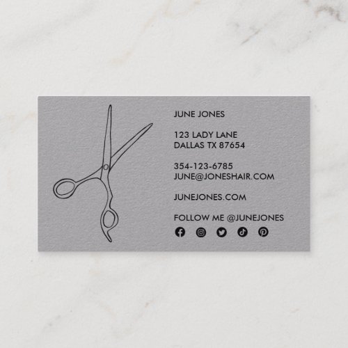 Hair Stylist Scissors Chic Drawing Barber Minimal Business Card