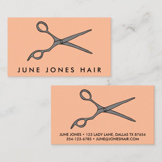 Hair Stylist Scissors Chic Line Drawing CUSTOM Business Card (Front/Back)