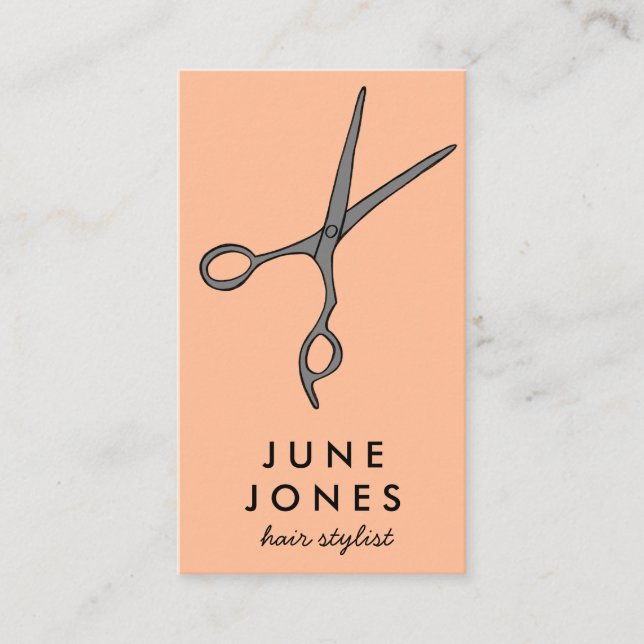 Hair Stylist Scissors Chic Minimal Line Art CUSTOM Business Card (Front)