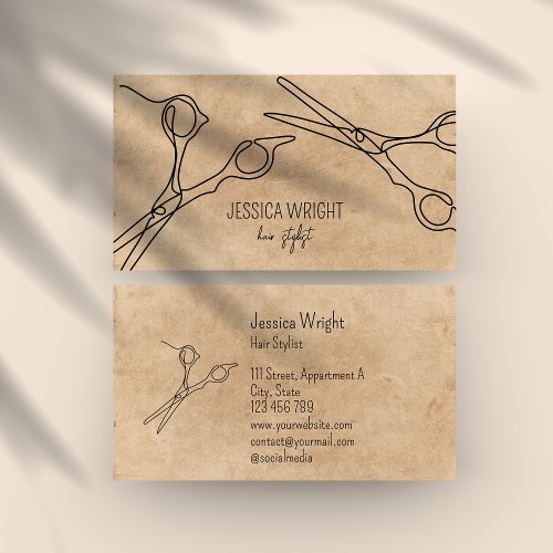 Hair Stylist Scissors Chic Modern Simple Line Art  Business Card