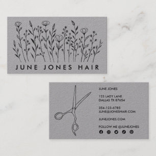 Hair Stylist Scissors Elegant Wildflowers Luxury Business Card