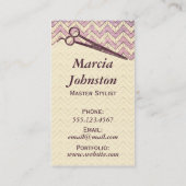 hair stylist scissors galaxy chevron purple shears business card (Back)