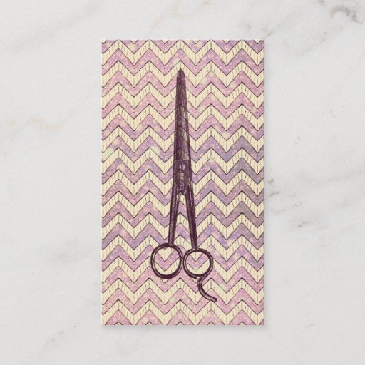 Customizable hair stylist scissors galaxy chevron purple shears business card