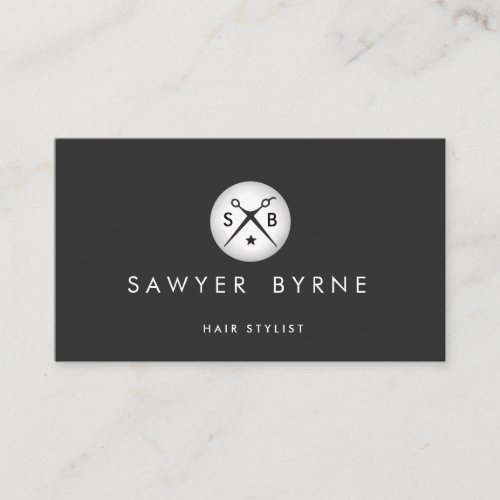Hair Stylist Scissors Logo Silver and Black Business Card