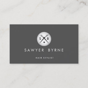 Hair Stylist Scissors Logo Silver and Gray Business Card