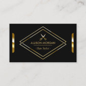 Hair Stylist Scissors Luxury Black Gold Look Business Card (Front)
