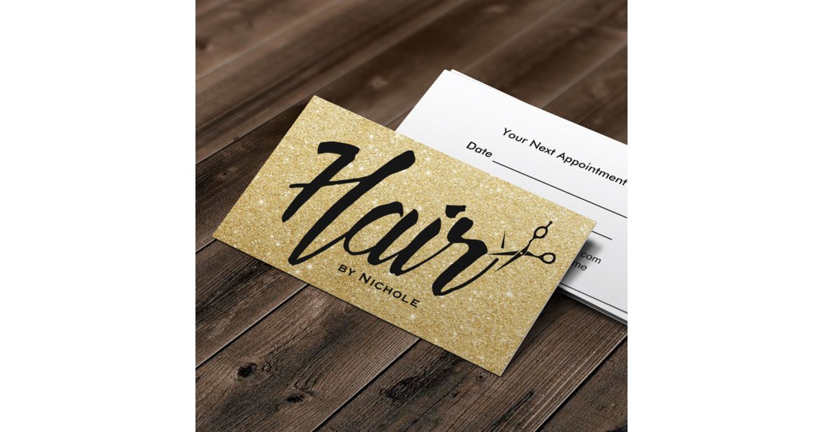 Hair Stylist Script Chic Gold Glitter Appointment | Zazzle