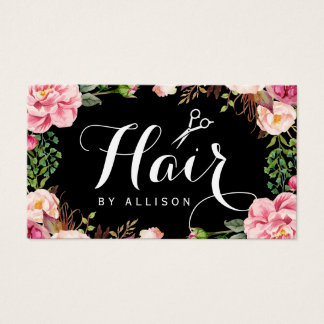 Hair Stylist Script Floral Wrapping Appointment Business Card