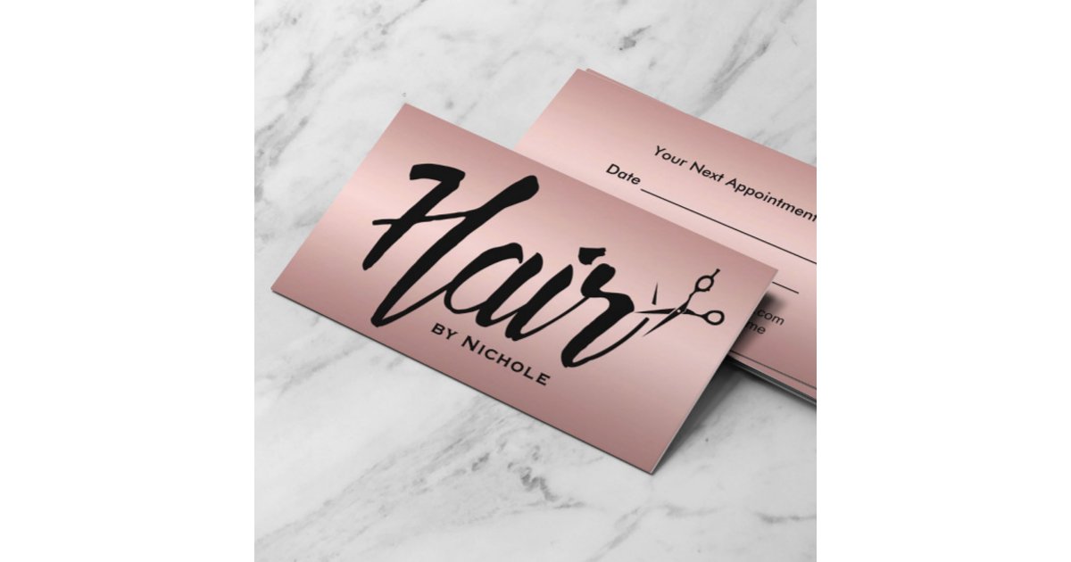 Hair Stylist Script Foil Rose Gold Appointment | Zazzle
