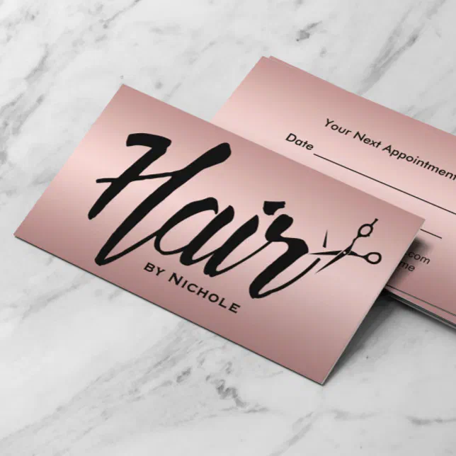Hair Stylist Script Foil Rose Gold Appointment | Zazzle