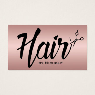 Hair Stylist Script Foil Rose Gold Appointment Business Card