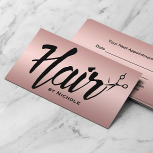 Hair Stylist Script Foil Rose Gold Appointment Card