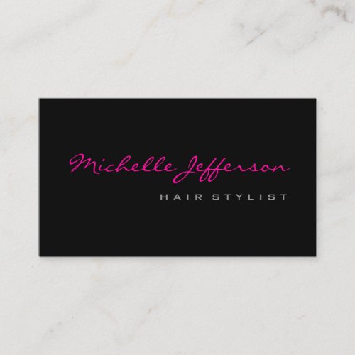 Hair Stylist Script Grey Pink Business Card