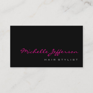 Hair Stylist Script Grey Pink Trendy Business Card