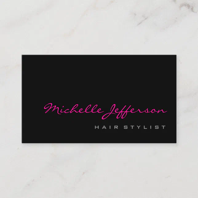 Hair Stylist Script Grey Pink Trendy Business Card | Zazzle