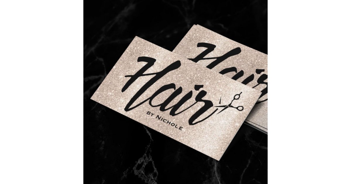 Hair Stylist Script Modern Beige Glitter Appointment Card | Zazzle