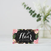 Hair Stylist Script Pink Floral Appointment Card (Standing Front)