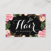 Hair Stylist Script Pink Floral Appointment Card (Front)