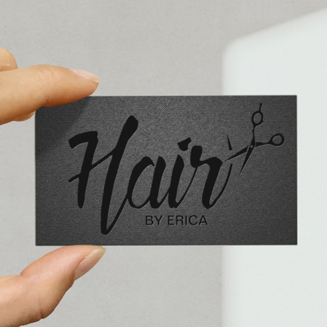 Hair Stylist Script Trendy Black Appointment Card (Creator Uploaded)
