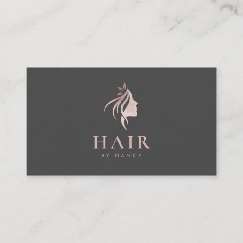 Hair Stylist script typography Rose Gold Glitter  Business Card