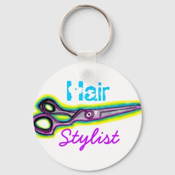 Hair Stylist Shears Keychain by DoodleLab at Zazzle