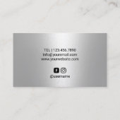Hair Stylist Silver Glitter Drips Beauty Salon Business Card (Back)