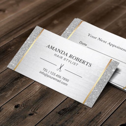 Customizable Hair Stylist Silver Glitter Salon Appointment