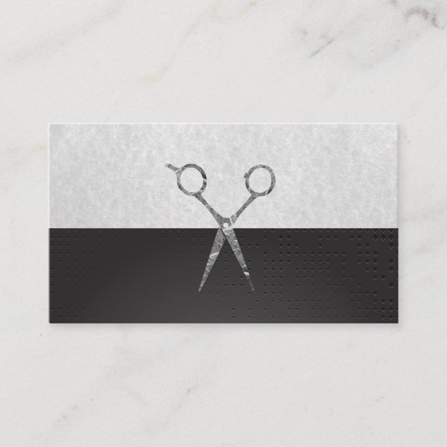 Hair Stylist Silver Metal Texture Background Appointment Card (Front)