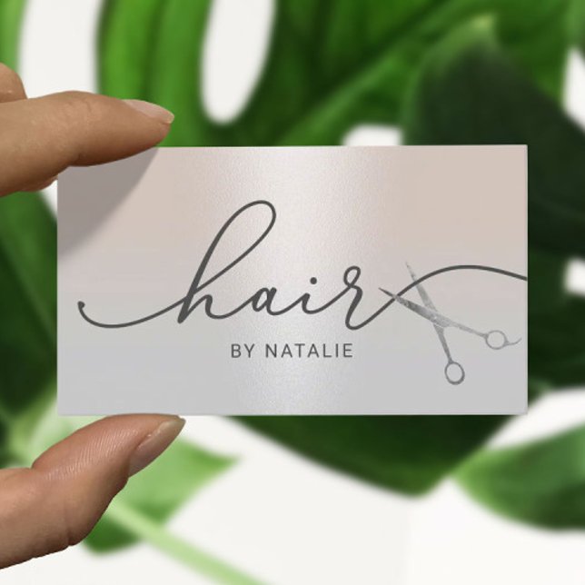 Hair Stylist Silver Scissor Typography Salon Business Card (Creator Uploaded)