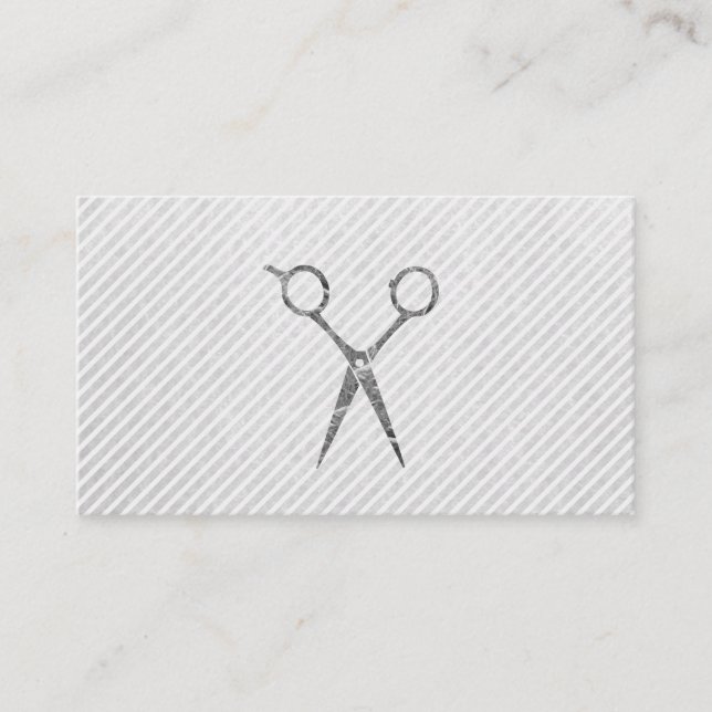 Hair Stylist Silver Scissors Appointment Card (Front)