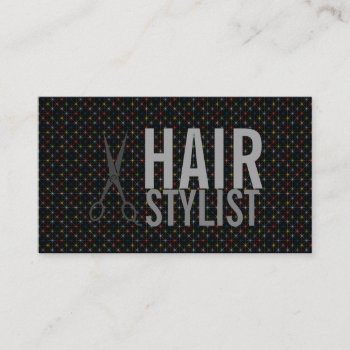 Hair Stylist - Silver Scissors  Black Background B Business Card by Frankipeti at Zazzle