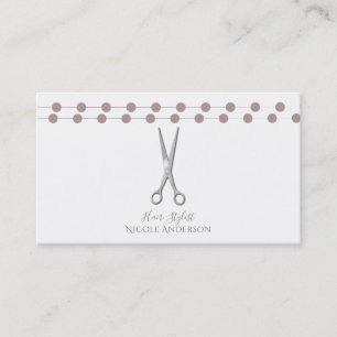Hair Stylist Silver Scissors Minimal Mauve Pink Business Card