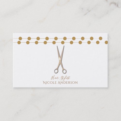 Hair Stylist Silver Scissors Minimal Rose Gold Business Card