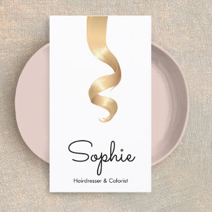 Hair Stylist Simple Blonde  Hair Curl Salon  Business Card