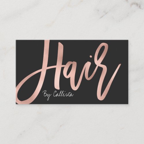 Hair Stylist Simple Rose Gold Modern Typography Business Card