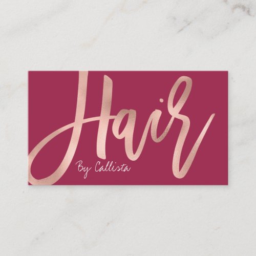 Hair Stylist Simple Rose Gold Modern Typography Business Card