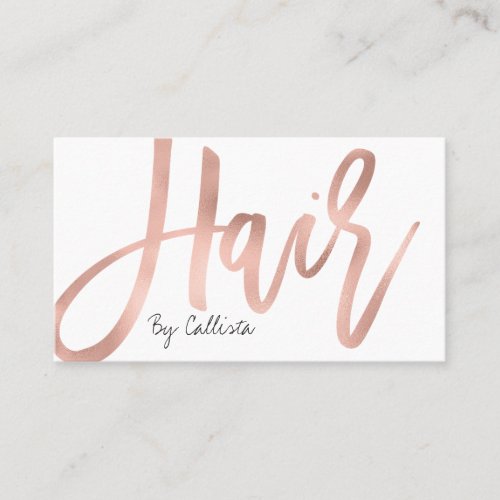 Hair Stylist Simple Rose Gold Modern Typography Business Card