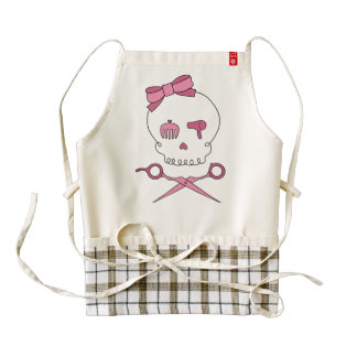 Hair Stylist Skull & Scissor Crossbones - Pink Zazzle HEART Apron