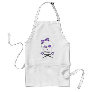 Hair Stylist Skull & Scissor Crossbones - Purple Adult Apron