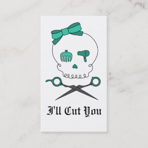 Hair Stylist Skull & Scissor Crossbones -Turquoise Appointment Card