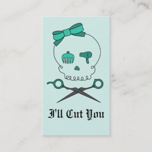 Hair Stylist Skull & Scissor Crossbones -Turquoise Appointment Card