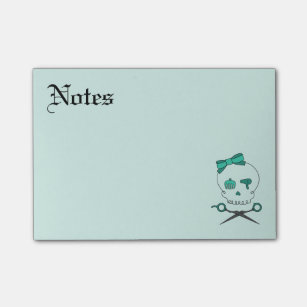Hair Stylist Skull & Scissor Crossbones -Turquoise Post-it Notes