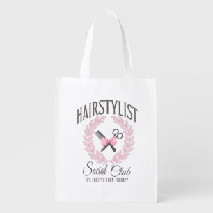 Hair Stylist Social Club Pink Coquette  Grocery Bag