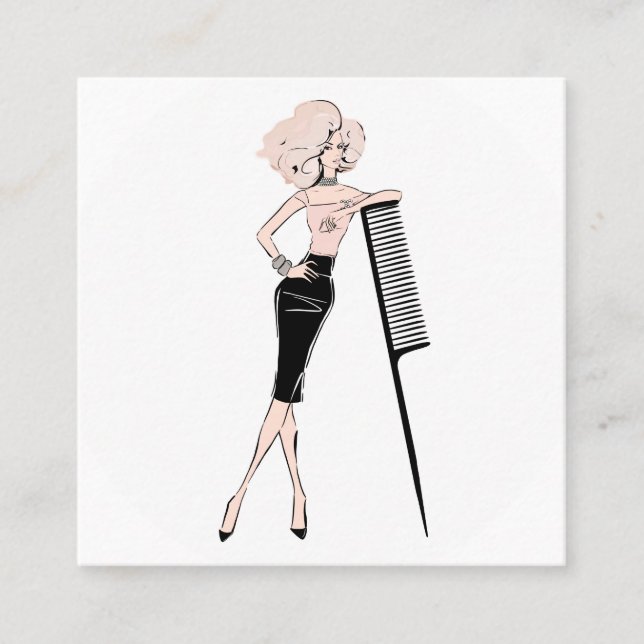 Hair stylist square business card (Front)