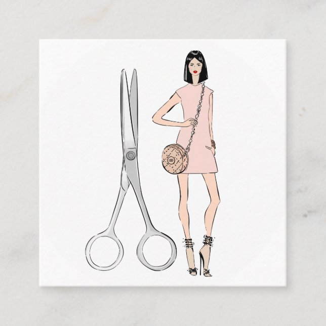 Hair stylist square business card (Front)