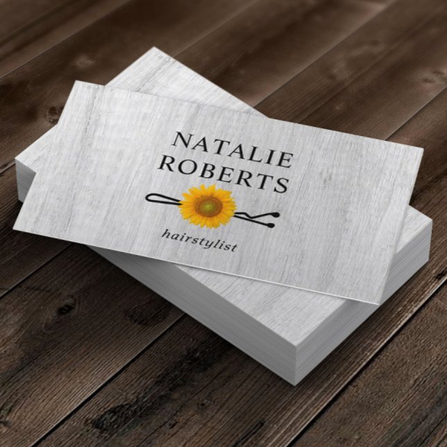 Hair Stylist Sunflower Bobby Pin Rustic Salon Business Card (Creator Uploaded)