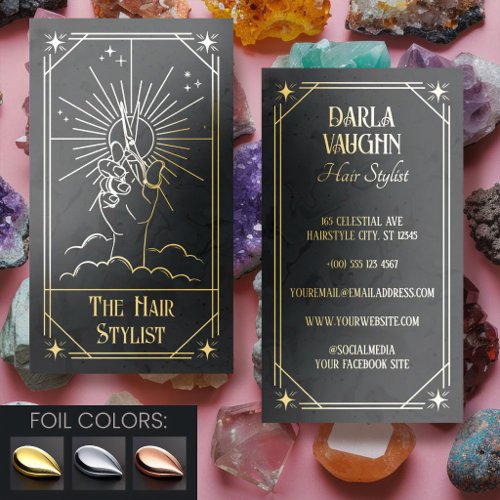 Hair Stylist Tarot Card Celestial Sun Gold Foil